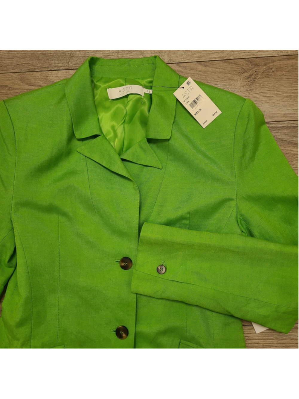NEW ASTR The Label Lime Green Linen Blend Blazer Womens Medium Career Lined - Picture 6 of 10